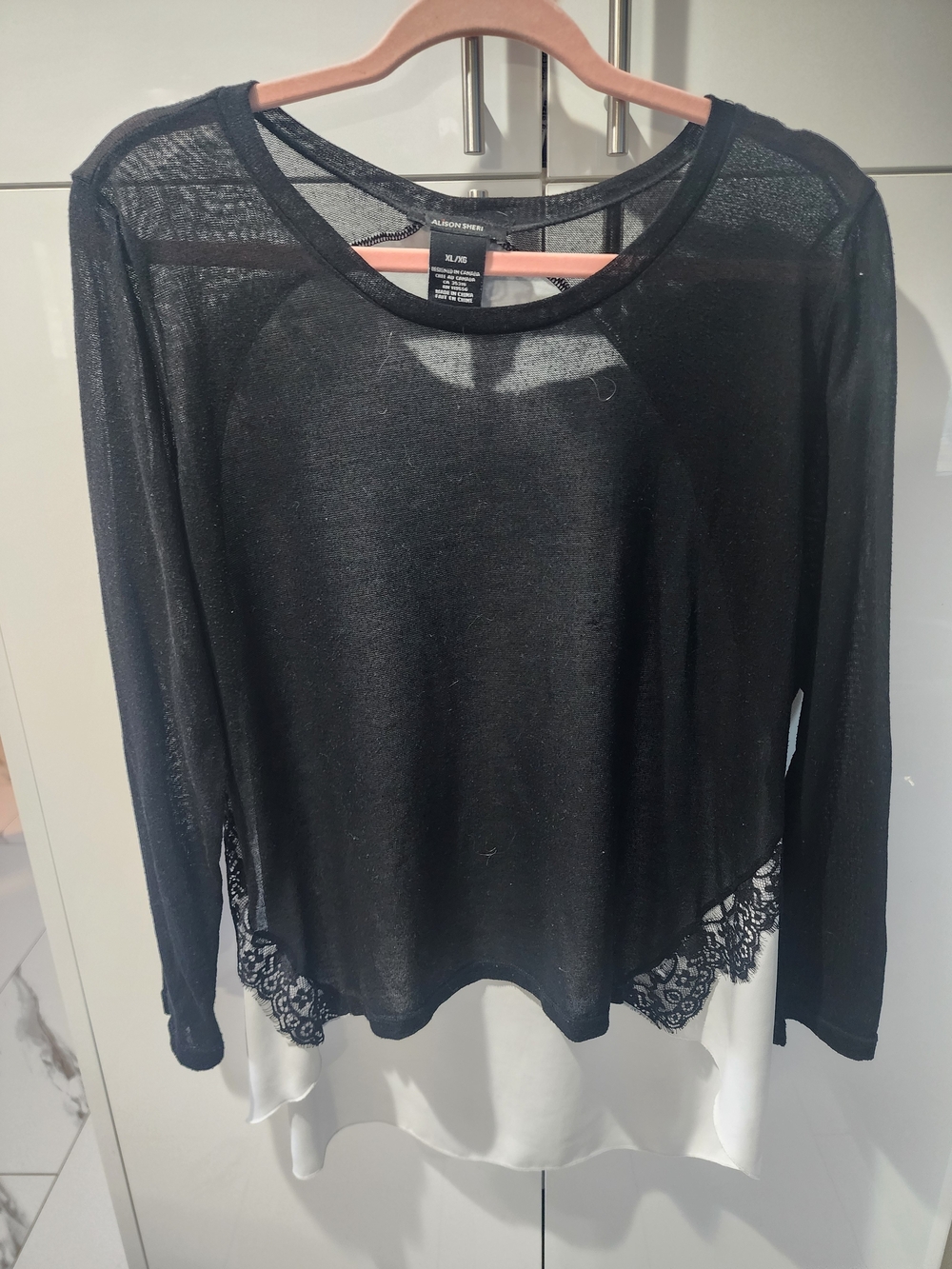 Black Lace-Trim Layered Long-Sleeve Tunic by H&M